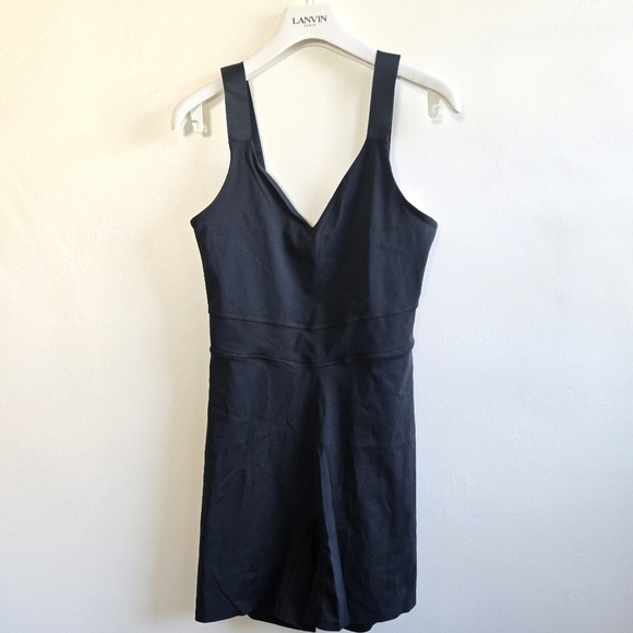 New Terez TLC Wide Strap One Piece Activewear Jet Black Bodysuit 2892 NWT - Picture 4 of 8